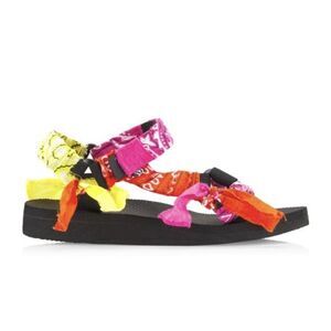 ARIZONA LOVE Sandals 11 EU 41 Trekky Colorblock Bandana Frayed Boho Indie Pink